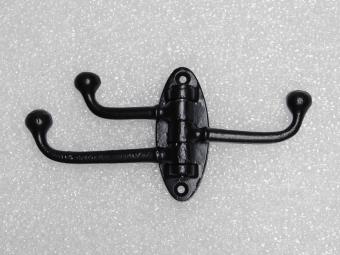 Swiveling Coat Hook (3-Hook) – Black Iron – Movable Wall Hook