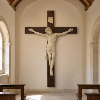 Antikes Kruzifix INRI mit Jesus – monumentales Wandbild – 300 cm