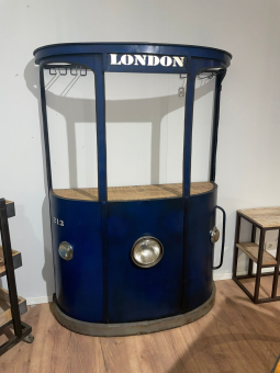 Vintage-look Tram Bar - London - Blauw - Wijnbar - Uniek