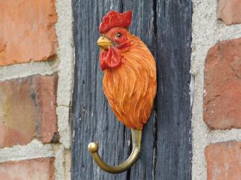 Set van 4 Wandhaken met Boerderijdierkoppen – Polyresin & Messing