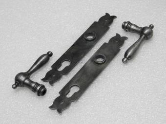 Door Hardware Set - Cambridge Handles + Noble PC 92 Door Plates - Cast Iron, Galvanised