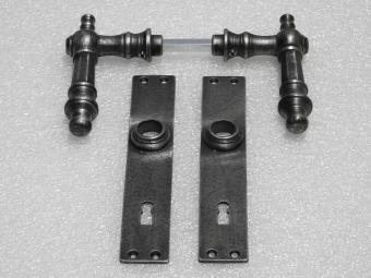 Door Hardware Set - Victoria Handles + Blanco BB 72 Door Plates - Cast Iron, Galvanised