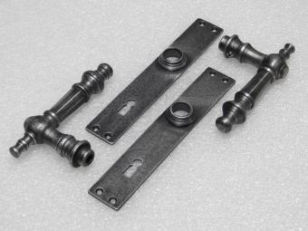 Door Hardware Set - Victoria Handles + Blanco BB 72 Door Plates - Cast Iron, Galvanised