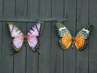 Set of Wall Butterflies - Purple and Orange - Metal