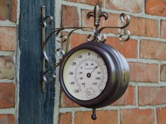 Station Clock with Thermometer - 30 cm - Soft Steel and Glass