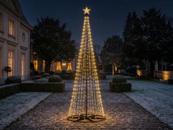 Beleuchteter XL-Weihnachtsbaum für den Außenbereich – 350 cm – Warmweiß & farbig – LED – mit Timer