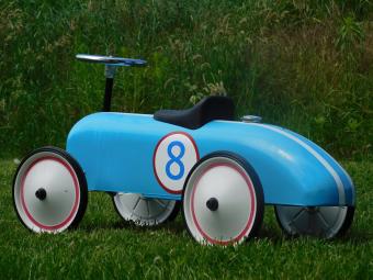 Vintage Auto - Blauw #8 - 80 x 40 cm - Metaal