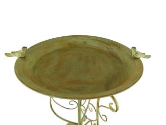 Bird Bath with Little Birds - 75 cm - Rustic Green - Metal