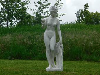 Sculpture: Woman with Apple – 115 cm – Polystone – White with Grey