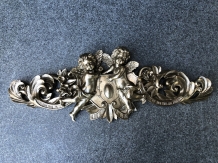 Engelen wandornament, kaststuk, polystone-brons-gold-kleur.