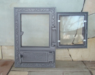 1 oven door for the stove or oven, ash shutter, cast iron + glass.