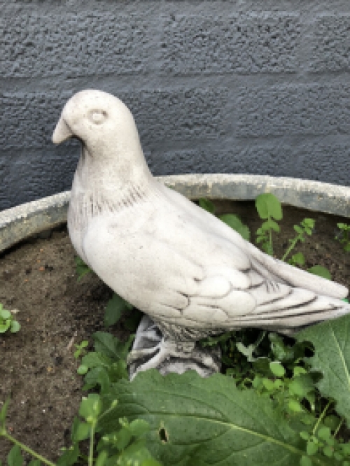 Duif, dierlijke figuur gemaakt van gegoten steen, kleur onbehandeld