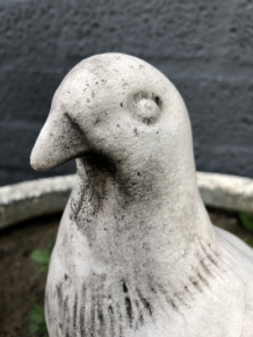 Duif, dierlijke figuur gemaakt van gegoten steen, kleur onbehandeld