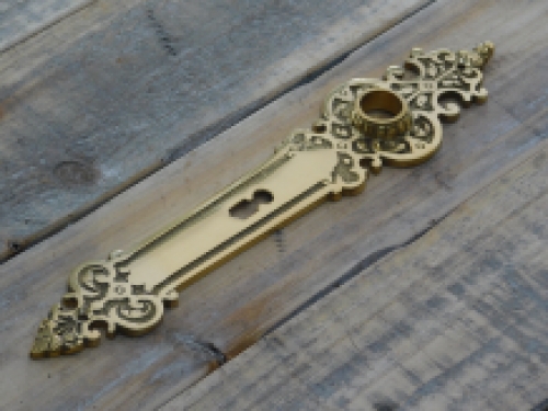 1 Long door plate Tilspit - polished brass, as an antique, room door lock suitable.