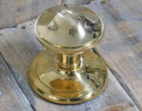 1 x Door knob with base rosette brass polished, non-rotatable.