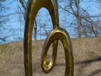 Large abstract sculpture IX - alu brass - on granite base