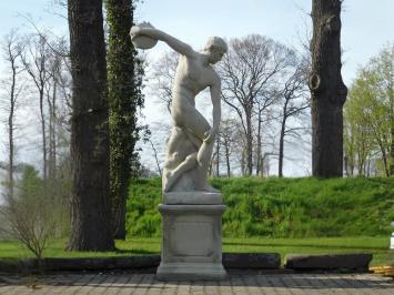 Discus Thrower on Pedestal XL - 230 cm - Cast Stone - Vintage