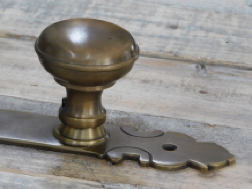 Half set of door hardware PZ92 - knob with long plate - patinated brass