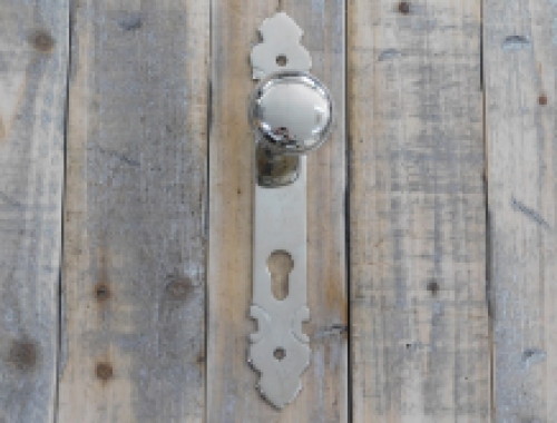 Half set of door hardware PZ92 - door knob with long plate - polished nickel