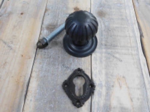 Fixed Doorknob Narrow - with Rosette - Antique Iron - Dark brown