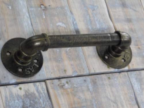 Beautiful industrial door handle, iron bronze antique, very nice.