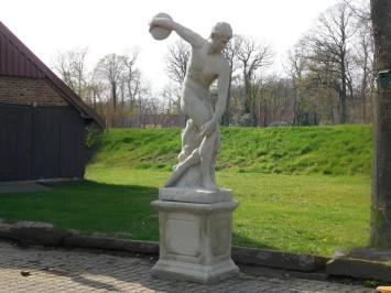 Discus Thrower on Pedestal XL - 230 cm - Cast Stone - Vintage