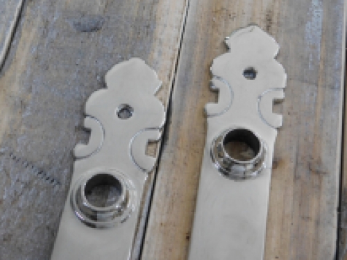 Set of door hardware - PZ92 - nickel - with black porcelain handle