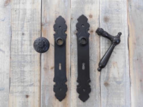 Room door hardware set BB 72 - door knob + latch retro antique iron dark brown for interior doors