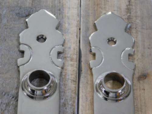 Set of door hardware for room doors - BB72 - polished nickel - knob and latch with long plates