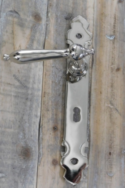 Set of door hardware for room doors - BB72 - polished nickel - knob and latch with long plates