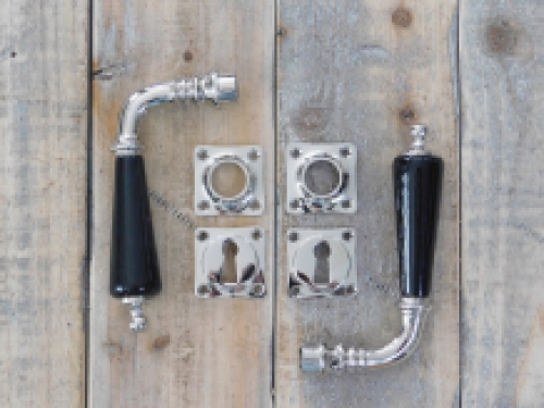 Binnendeur set, nikkel gepolijst keramiek deurknoppen retro design, antiek