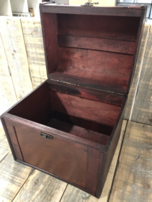 Beautiful colonial wooden box with beautiful fittings, storage box-M.