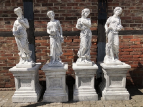 The four year tides on pedestal, 4 beautiful solid stone sculptures on pedestal !!!