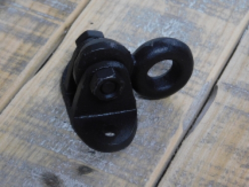 Movable ceiling hook / wall hook ring, large eye - cast iron - black