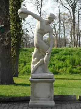 Discus Thrower on Pedestal XL - 230 cm - Cast Stone - Vintage