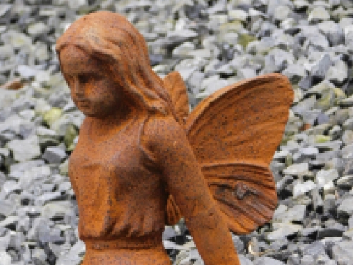 Statue Elf-Angel with bird - cast iron