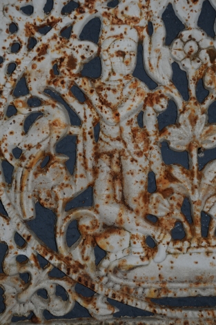 Rooster, fender, gemaakt van gietijzer old-white-rust.