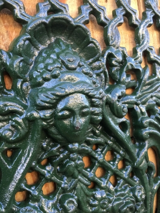 Cast iron door window grille, wall ornament, beautiful wrought iron piece.