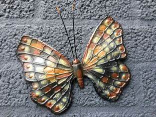 Prachtige set cast iron wandvlinders in kleur, super mooi in kleur rust