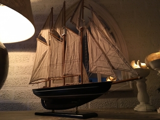 Sailboat 3 master Marco polo on stand, handmade, very beautiful.