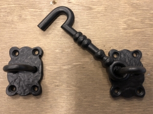 Cabin hook - door hook - wrought iron - black - medium