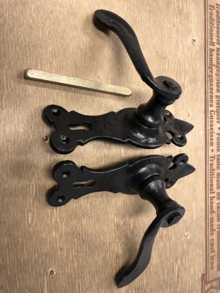 Exclusive set of door hardware - wrought iron - black powder coating - BB55'' - weatherproof