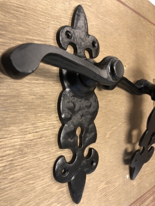 Exclusive set of door hardware - wrought iron - black powder coating - BB55'' - weatherproof