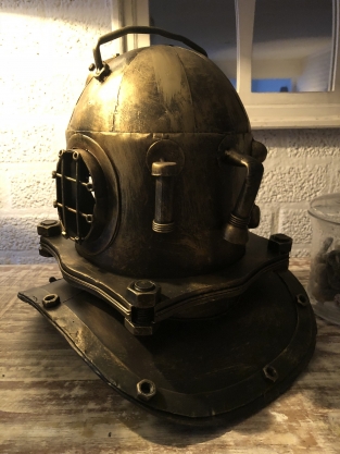 Nautistische brass-messing-look duikhelm XL, prachtig!!