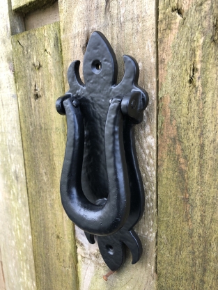Door knocker iron - as antique door knocker, Scorpio-rustic-black