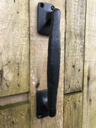 Door handle Square made of solid iron - large- black coated.