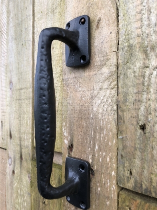 Door handle Square made of solid iron - large- black coated.