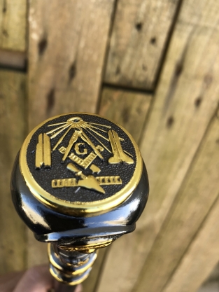 Unique: walking stick alu brass nickel handle freemasonry