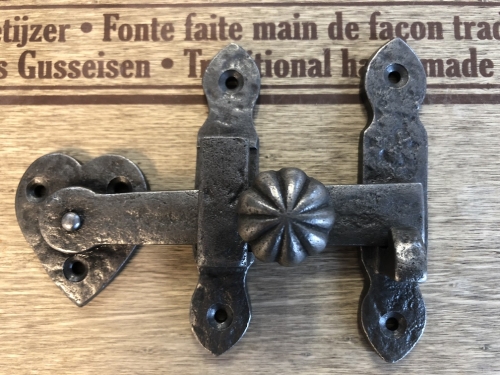 Valslot-poortslot rustiek gegoten metaal, zeer fraai !
