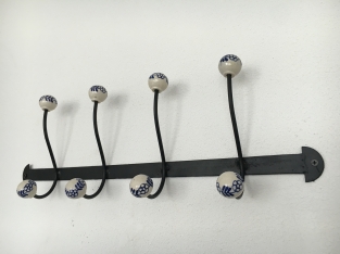 Coat rack with 8 hooks, wrought iron